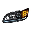 PETERBILT 386/384/387 PROJECTION HEADLIGHT W/ LED POSITION LIGHT & LED TURN SIGNAL 2008 & UP (BLACK HOUSING) - LEFT SIDE