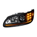 PETERBILT 386/384/387 PROJECTION HEADLIGHT W/ LED POSITION LIGHT & LED TURN SIGNAL 2008 & UP (BLACK HOUSING) - LEFT SIDE