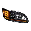 PETERBILT 386/384/387 PROJECTION HEADLIGHT W/ LED POSITION LIGHT & LED TURN SIGNAL 2008 & UP (BLACK HOUSING) - RIGHT SIDE