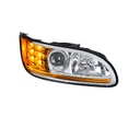 PETERBILT 386/384/387 PROJECTION HEADLIGHT W/ LED POSITION LIGHT & LED TURN SIGNAL 2008 & UP (CHROME HOUSING) - RIGHT SIDE