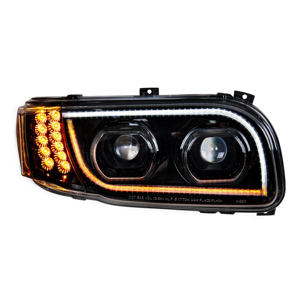 PETERBILT 388/389 HIGH POWER LED HEADLIGHT (BLACKOUT) W/ LED POSITION LIGHT & LED TURN SIGNAL 2008 & UP - RIGHT SIDE