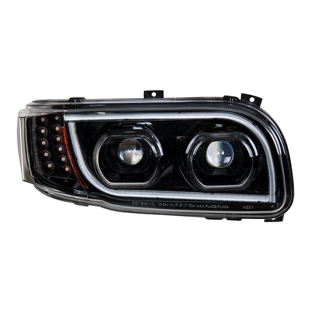 PETERBILT 388/389 HIGH POWER LED HEADLIGHT (BLACKOUT) W/ LED POSITION LIGHT & LED TURN SIGNAL 2008 & UP - RIGHT SIDE