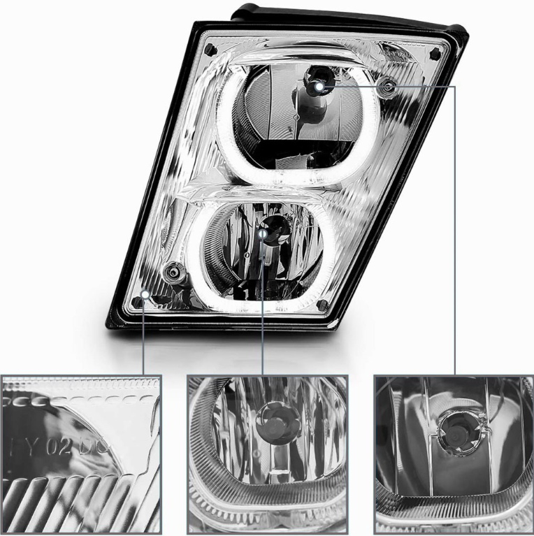 VOLVO VNL FOG LIGHT 2004-2017 (LED U-BAR) (PAIR) (CHROME HOUSING)