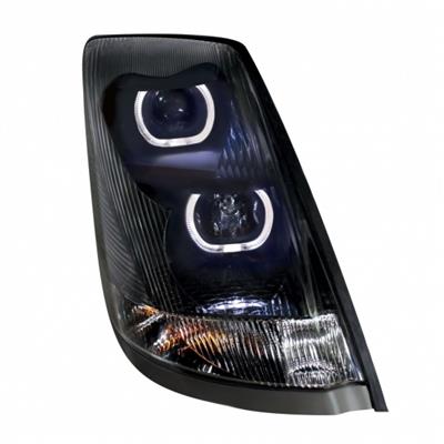 VOLVO VNL PROJECTION HEADLIGHT 2004-2017 (U BAR) (BLACK HOUSING) - RIGHT SIDE