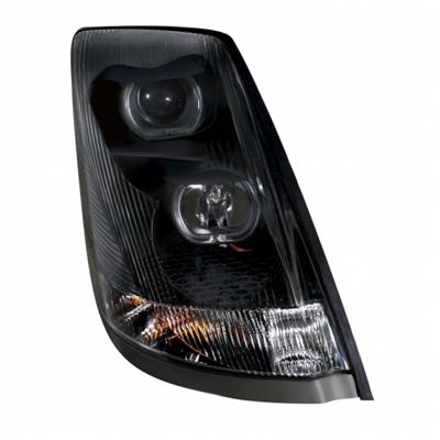 VOLVO VNL PROJECTION HEADLIGHT 2004-2017 (U BAR) (BLACK HOUSING) - RIGHT SIDE