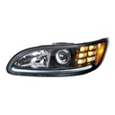 PETERBILT 386/384/387 PROJECTION HEADLIGHT W/ LED POSITION LIGHT & LED TURN SIGNAL 2008 & UP (BLACK HOUSING) - LEFT SIDE