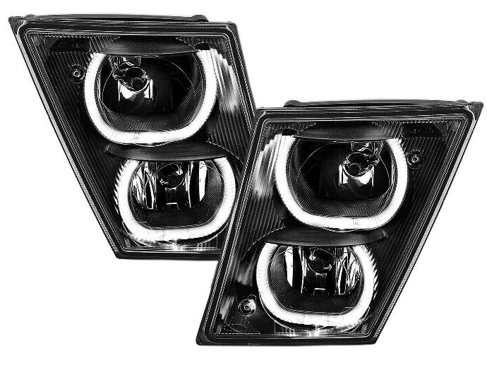 Volvo VNL FOG LIGHT 2004-2017 (LED U-BAR) (PAIR) (BLACK HOUSING)