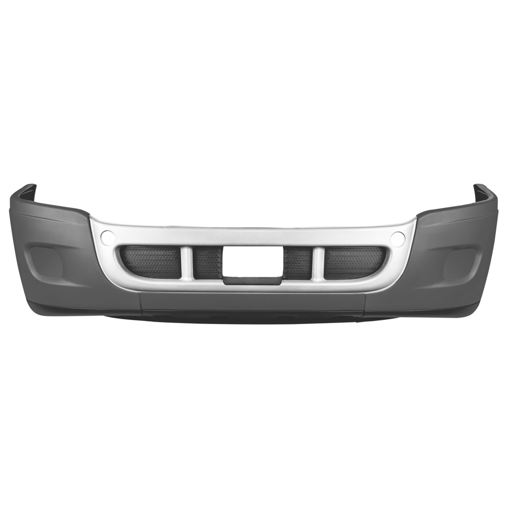 CASCADIA 2008-2017 COMPLETE PLASTIC BUMPER WITH NO FOG LIGHT HOLES WITH CHROME OVERLAY